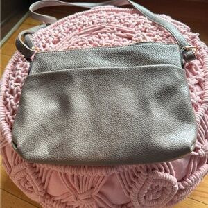 Simple Pebbled Leather Crossbody Bag in Taupe